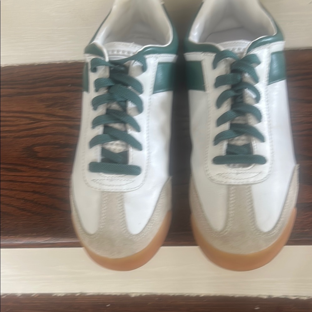 Pony White and Green Sneakers with Tan Accents